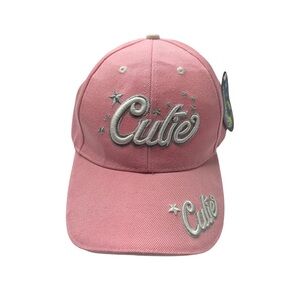 Y2K Pink “Cutie” Embroidered Cap Hat Stars Vintage 2000s Aesthetic
